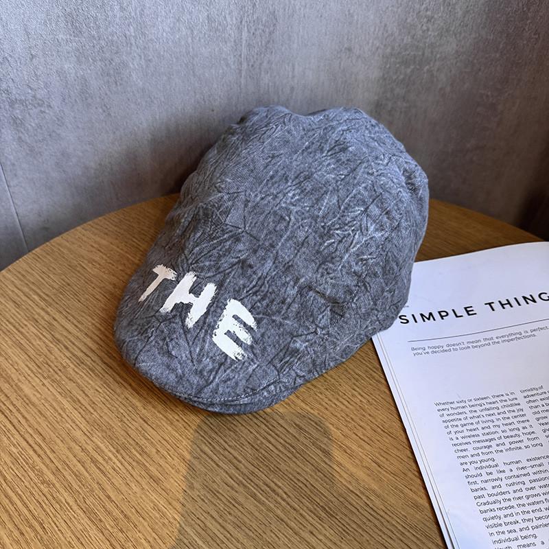 Vintage Graffiti Letter Embroidered Cap With Sun Protection For Summer Casual Wear серый