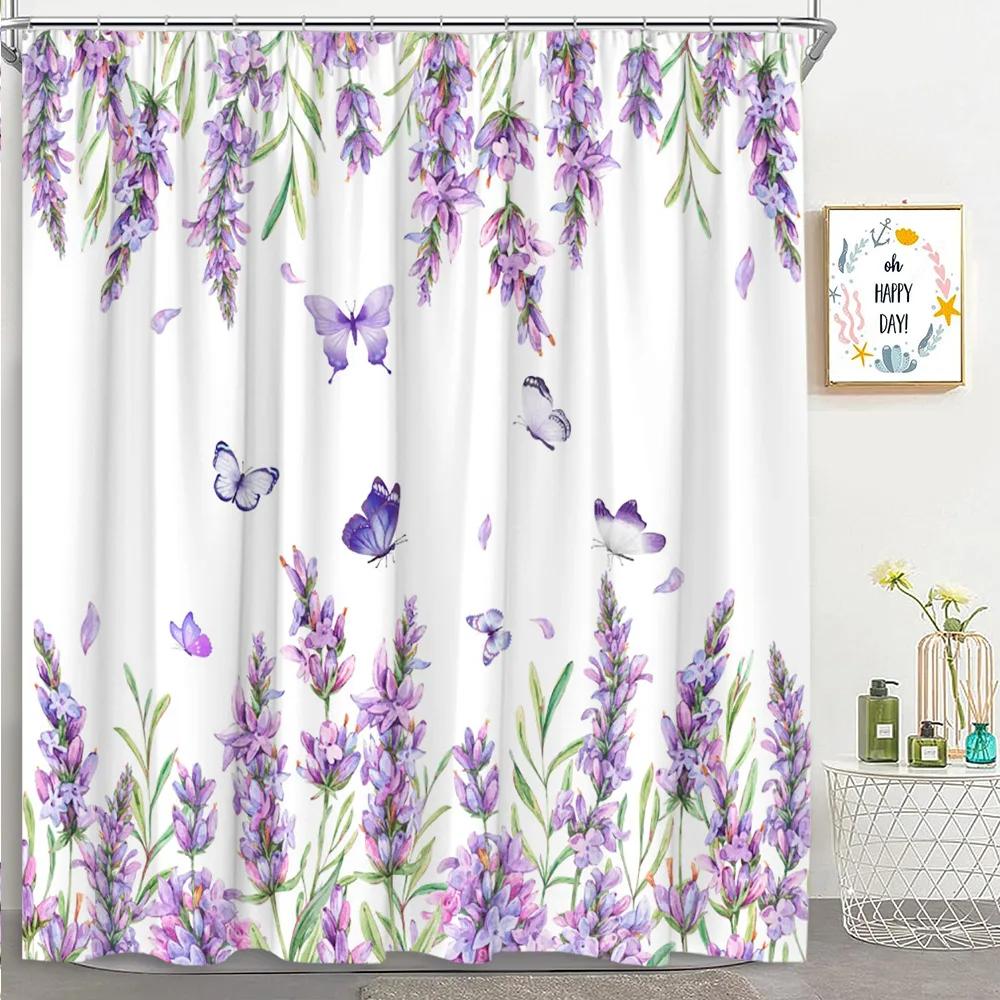 

Butterfly Botanical Shower Curtain Botanical Flower Rustic Wood Panel Sunflower Daisy Polyester Fabric Bathroom Decor Curtains W60H190(CM)-1 Pcs
