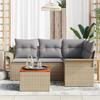 VidaXL Ensemble de canapé de jardin 5 pièces avec coussins beiges en poly rotin et acacia 3347322
