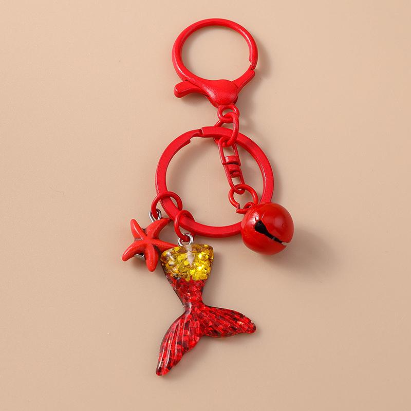 Cute Resin Starfish Gold Fish Keychain Women Girls Key Ring Pendants Handbag Decor DIY Kid's Jewelry Gifts