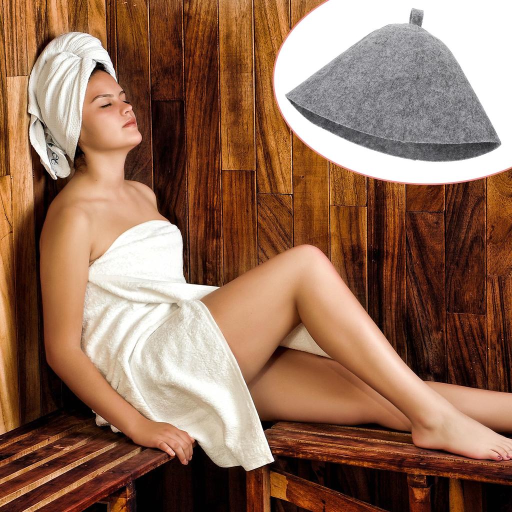 5Pcs Wool Sauna Hat Heat Insulation Comfortable Bathing Cap Breathable Reusable Sauna Room Hat Spa Hair Protection