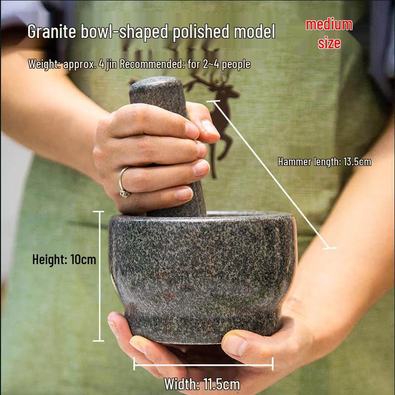 Polished Black Floral Stone Mortar and Pestle Set