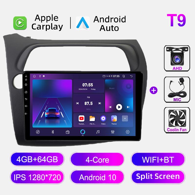 9" Car Multimedia Player For Honda Civic Hatchback 2006-2011 WIFI BT Carplay GPS Navigation Radio Stereo Head Unit Android Auto