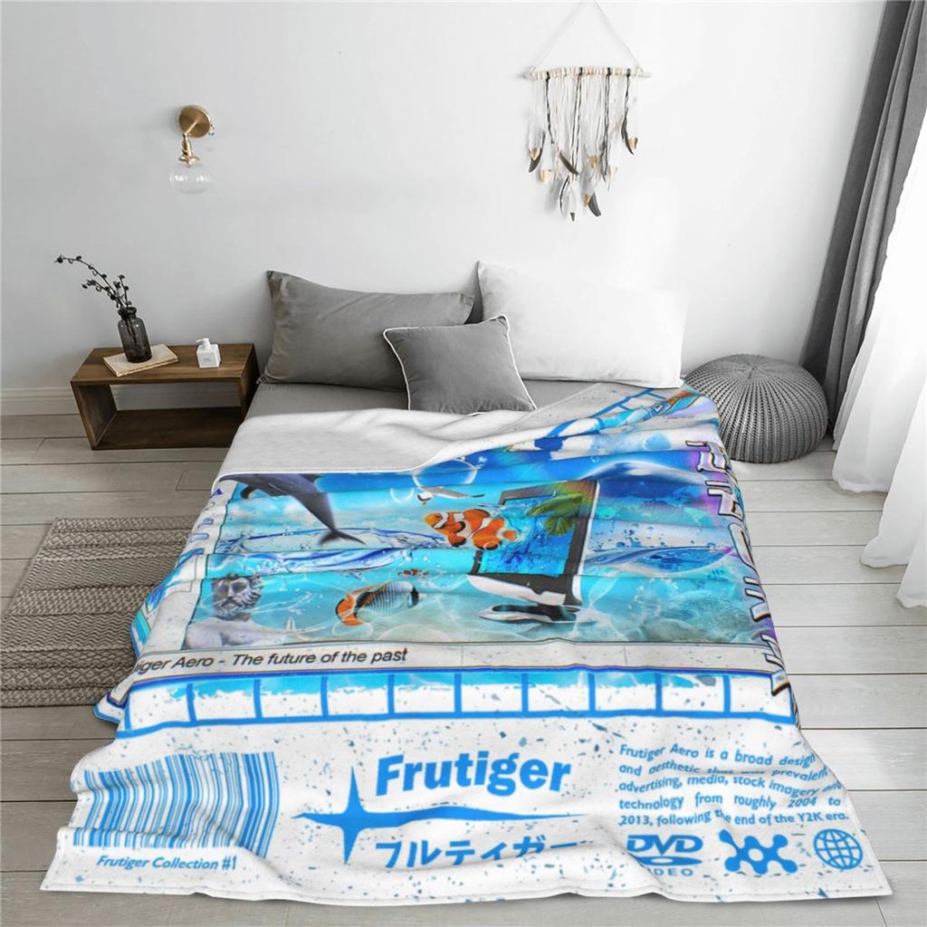 Super Warm Blanket Camping Frutiger Aero Fashion Collection Bedding Throws Flannel Bedspread For Outdoor Novelty Sofa Bed Cover