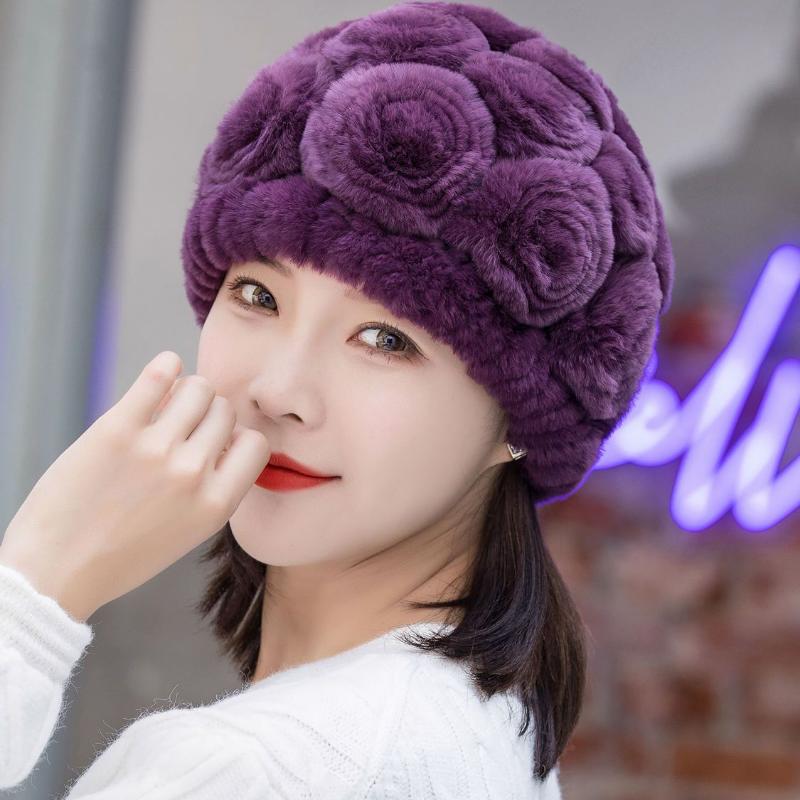 Woman Autumn Winter Warm Hat Otter Rabbit Fur Hat Versatile Ear Protection Cap Knitted Fur Hat Scarf Set
