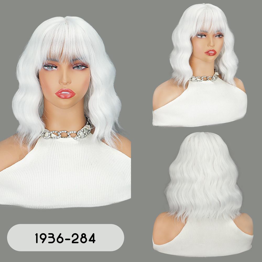 XINRAN Perucă Sintetică Lungime Umeri cu Breton Scurt Ondulat Cârlionțat Fibră Rezistentă la Căldură Perucă Pentru Femei Utilizare Zilnică Petrecere