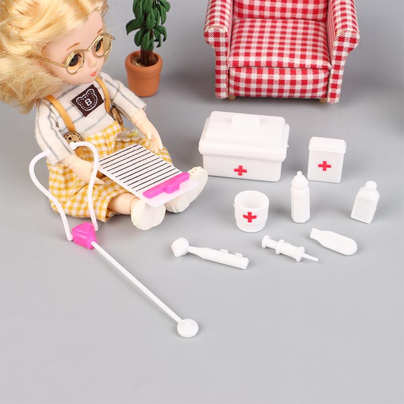 10Pcs/Set Dollhouse Miniature Hospital Stethoscope Mini Syringe Medical Appliances Medical Tool Model Medical Scene Decor Toys
