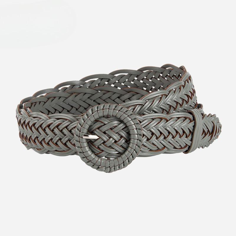 New Piercing-free Braided Belt Women's Decorative Suit Dress Waist-hugging Retro Belt Women's Style