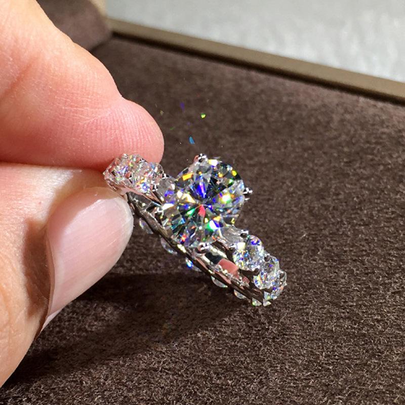 E-Commerce Copper Set Diamond Zircon Royal Blue Heart Ring Oval Flower Type Engagement Women'S Jewelry
