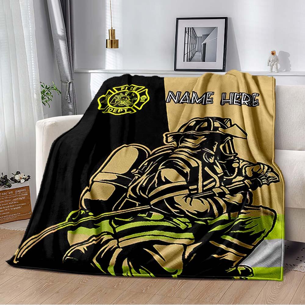 Firefighter Clothing Customize Your Name Blanket Used For Chair Office Sofa Bed Camping Soft And Warm Giving Friends And Relatives Birthday Graduation