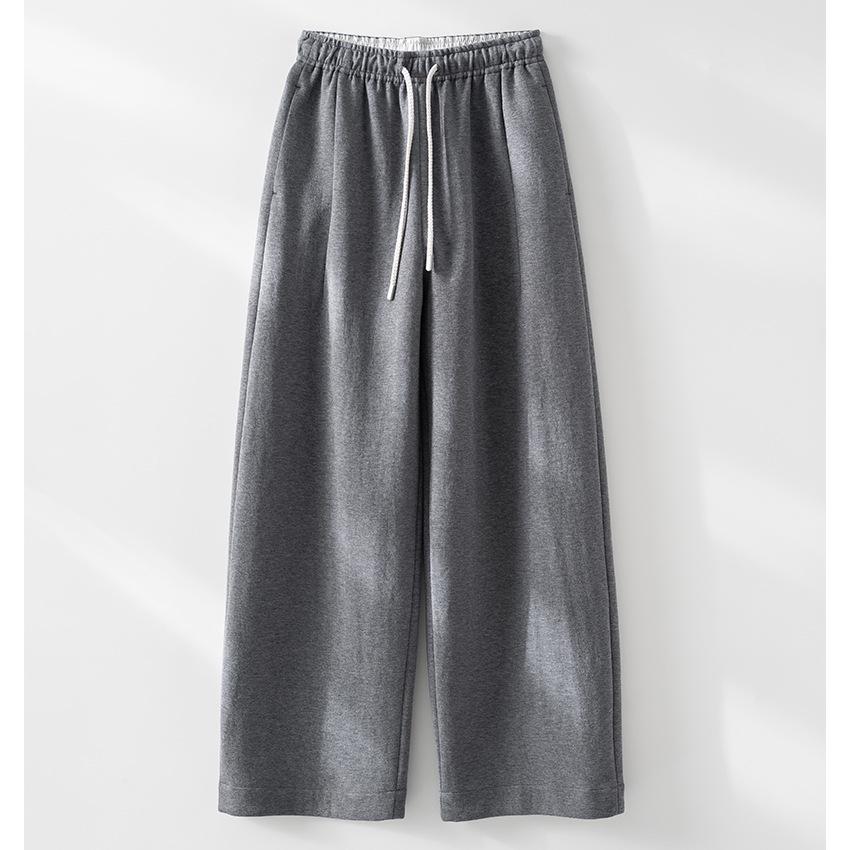 

Versatile Wide-Leg Cotton Pants for Women: Comfortable, Non-Binding, Drawstring Elastic Waist. Perfect for Spring & Summer. Medium серый