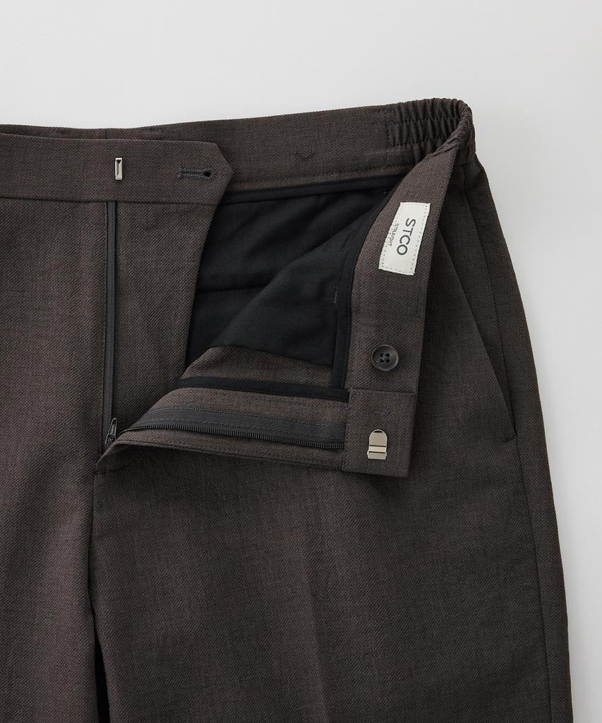 STCO Texture Polyester Soft Slacks_Brown (Straight Fit)_Spaxb08Csh
