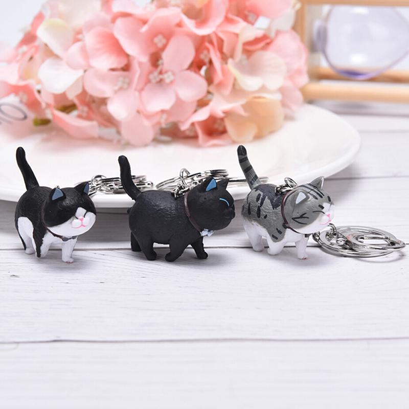 Self Healing Warm Series Japanese Cat Keyring Round Rolling Simple Cat Handmade Mountaineering Ring Keychain