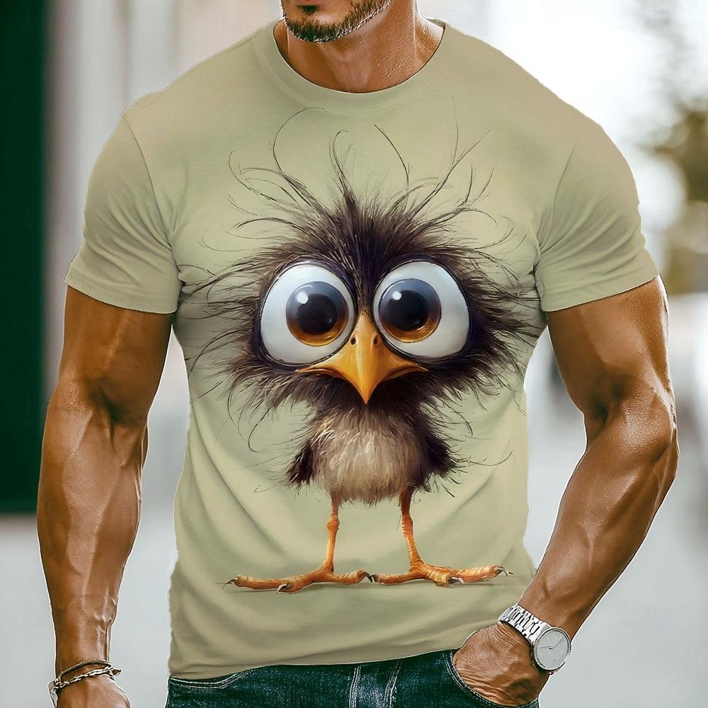 Men's Cat 3D Funny T Shirt Short Sleeve T shirt 3D Print Crew Neck Shirt Exaggerated Designer Party Holiday Blue Black 1 Black