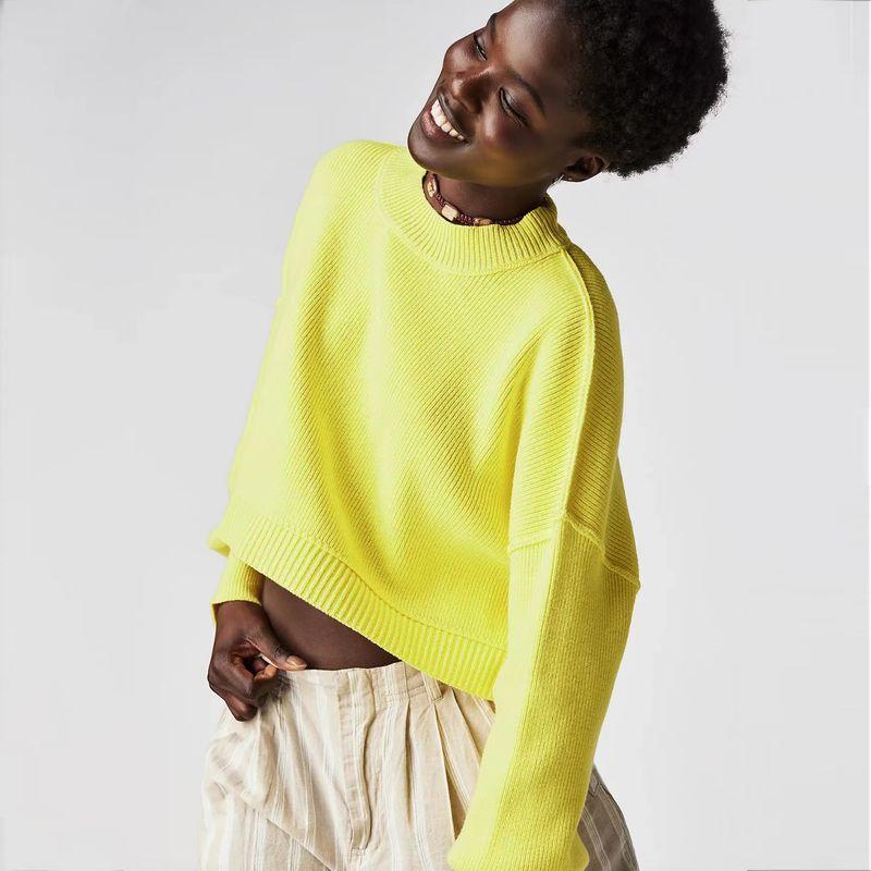 European and American Fashion Round Neck Loose Pullover Knit Sweater Round Neck Neck Loose Knit Sweater