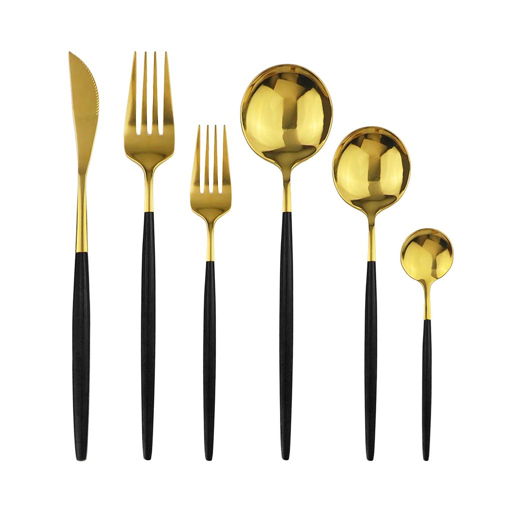 6 ks Bílé zlato Sada zrcadlových příborů Nůž Vidlička Kávová lžička Sada příborů Sada nádobí z nerezové oceli Sada kuchyňského nádobí Sada příborů