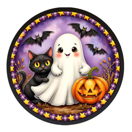 Festive Halloween Decorations LED Glowing Hanging Decor, Acrylic Window Ornament with Light, Spooky Ambiance Sign for Door Wall Haunted House,