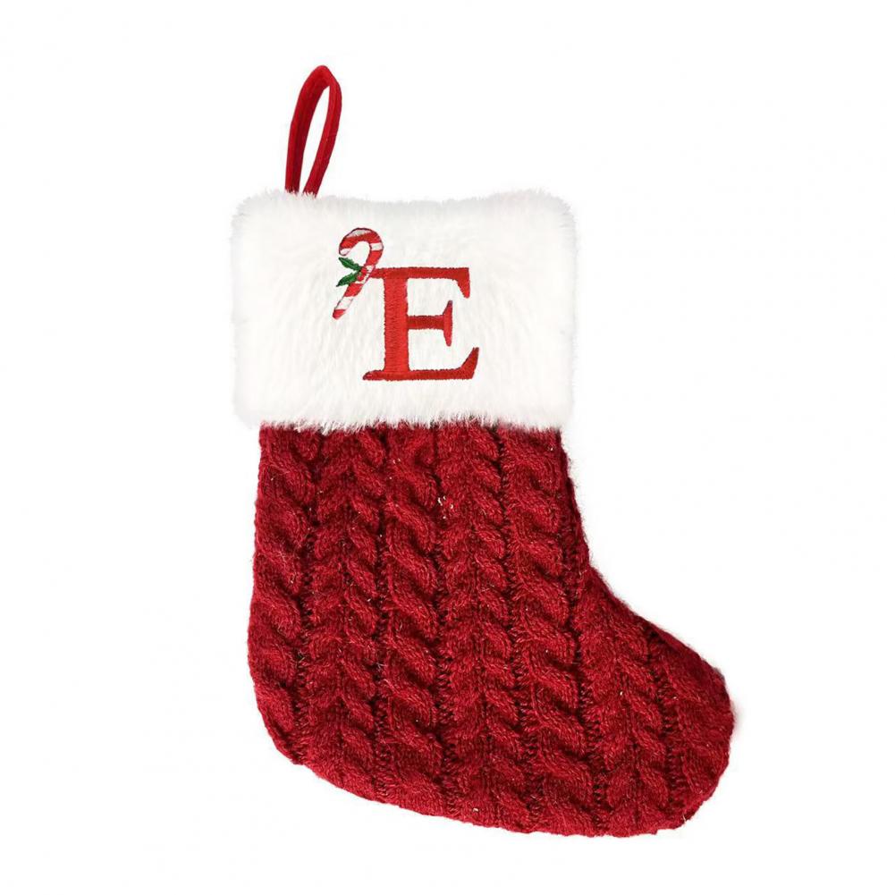 Christmas Stockings Decorative Letter Knitted Sock Hanging Decoration Easy to Hang Festive Christmas Tree Decor