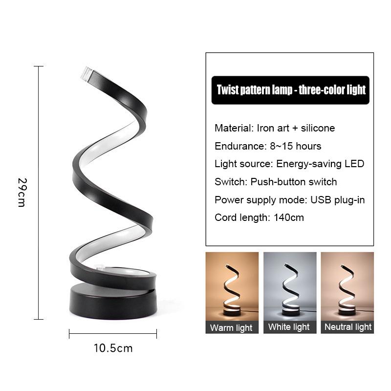 Modern Led Bedside Lamp Adjustable Spiral Night Light Usb Powered For Bedroom Living Room Office Decoration