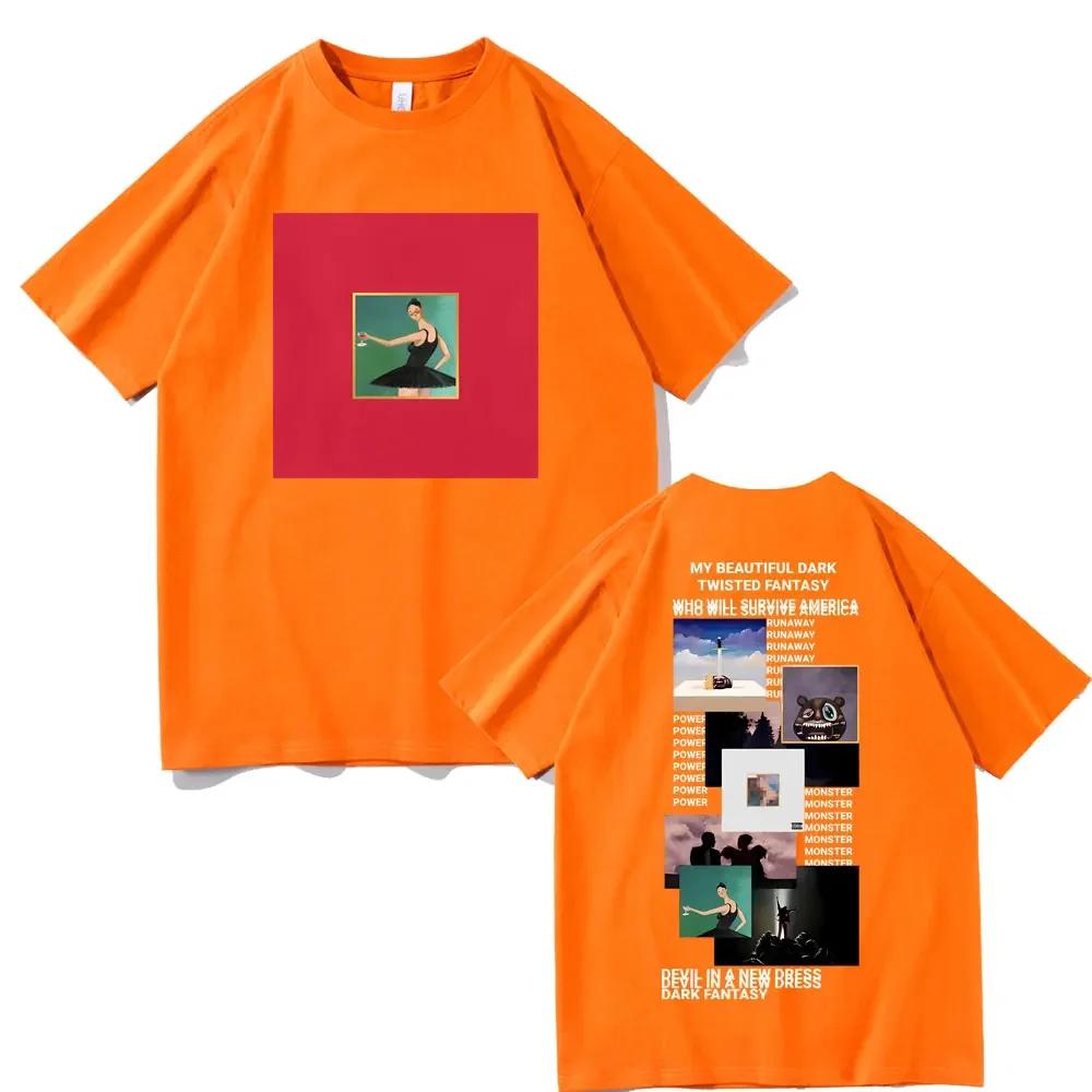 Raper Kanye West Moja Piękna Mroczna Pokręcona Fantazja Koszulka z Okładką Donda The College Dropout Koszulki Unisex Hip Hop Vintage Koszulka