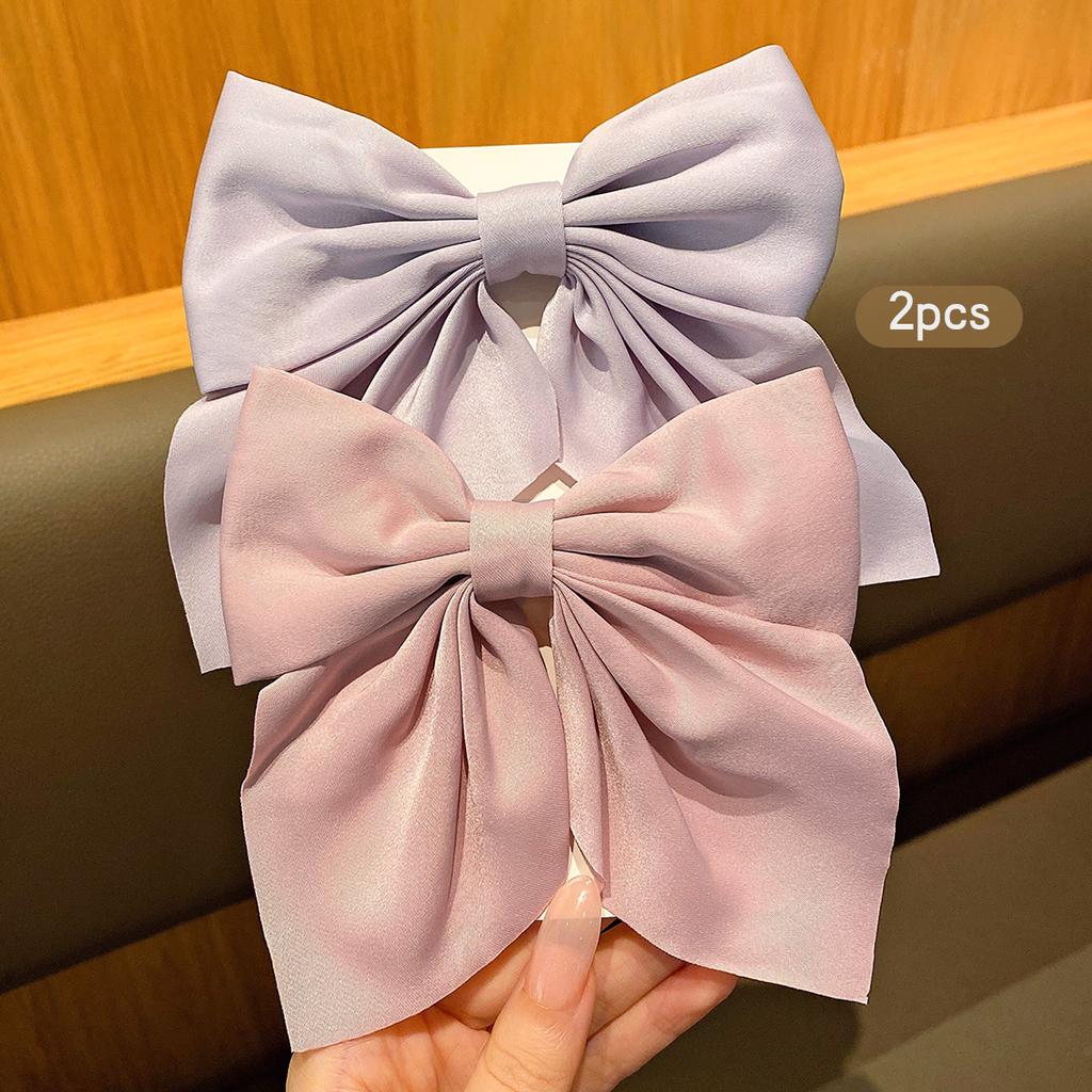 2 Pink Purple Bow Hair Clips Suitable for Daily Hair Accessories
