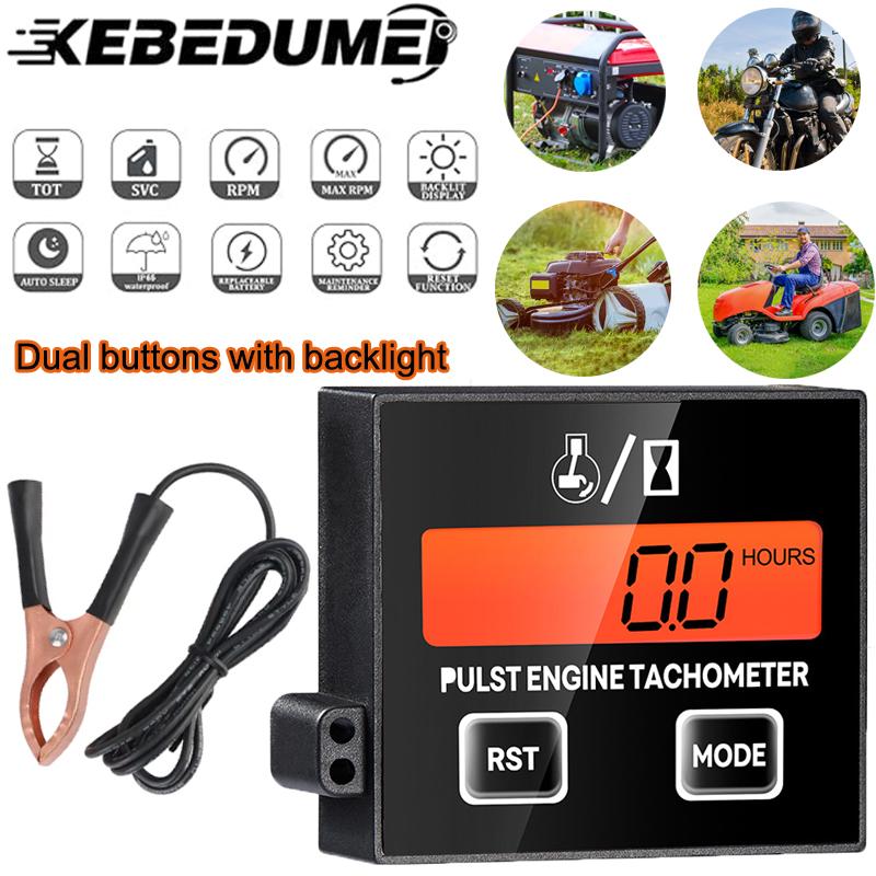 Digital Speedometer Chainsaw Tachometer Waterproof Inductive Hour Meter for Mower Tractor Replaceable Battery Tachometer