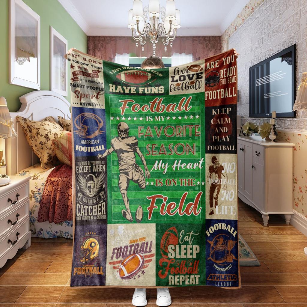 Family Message digital-printed polyester Bedroom velvet flannel soft sofa cover blanket Fleece soft sofa cover blankets for beds