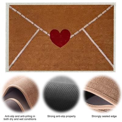 Valentine Outdoor Rug Wear-Resistant Artificial Linen Dust Removal Mat Household Entrance Front Door Rug for Indoor/Outdoor Use