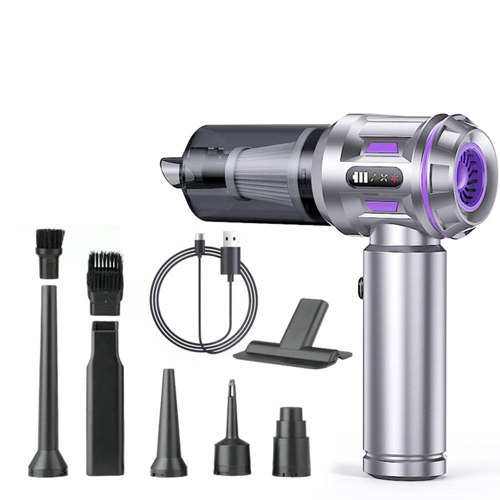 

Пылесос-воздуходувка Ручные пылесосы Беспроводной Светодиодный индикатор Быстрая накачка 4 в 1 Автомобильный пылесос Мощный выдув/всасывание серебряный