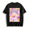 Soda Pop Anime Style Print T-shirt Casual Loose Unisex Top Trendy Cartoon Graphic Tee For Teens Pure Cotton T-shirt