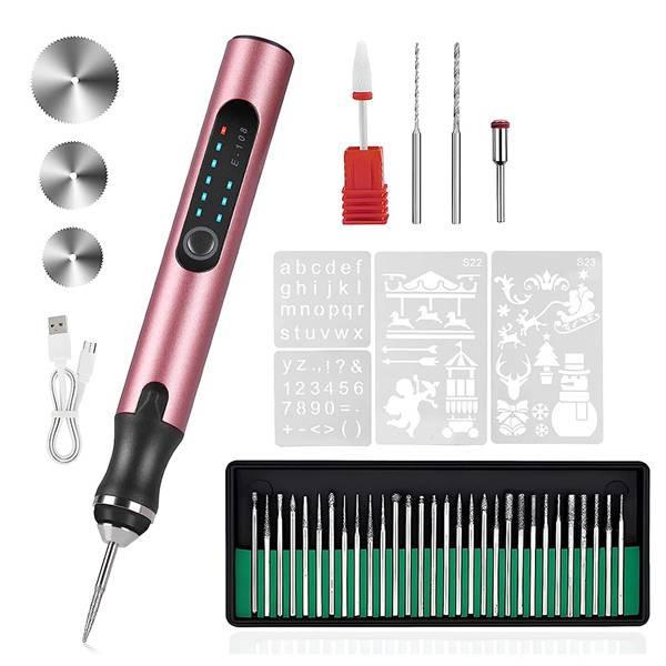 Rose Gold Mini Handheld Electric Engraving, Cutting, and Drilling Machine for Jade and Woodworking