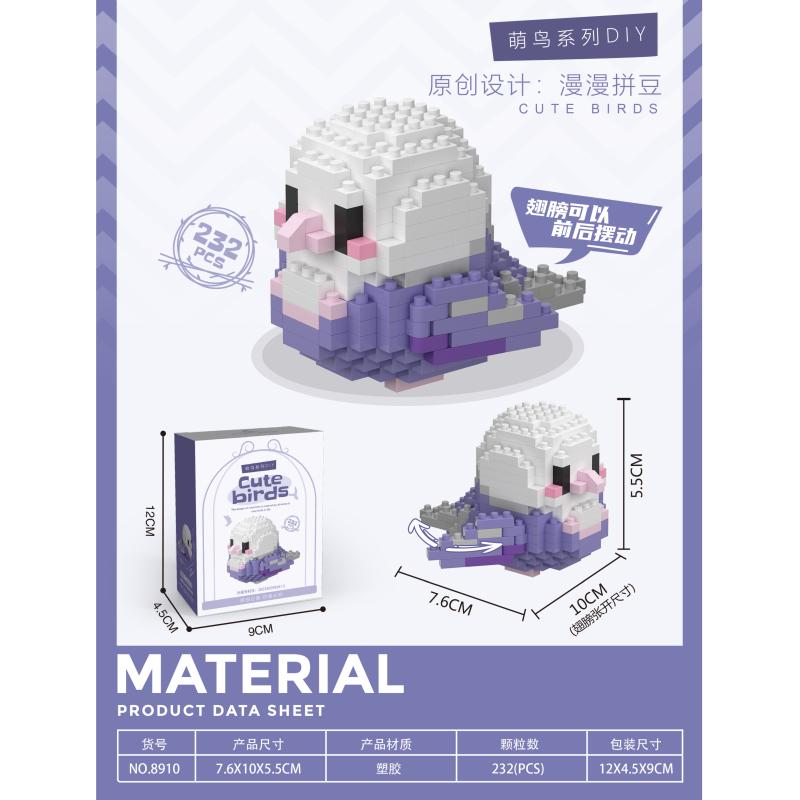 Cute Colorful Parrot Small Particle Building Block Micro Blocks Toys Sets Animals 3D Models Ornament Gifts