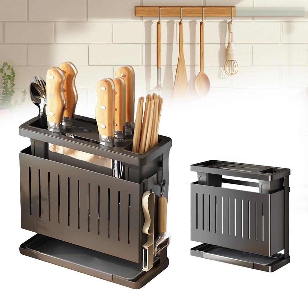 Carbon Steel Knife Holder Space Saving Knives Stand Multifunctional Countertop Knife Storage Chef Accessories Home Item nero