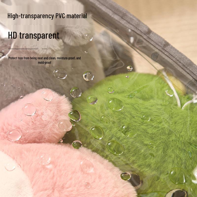 Transparent Plush Toy Storage Box for Dolls & Books, Large Capacity, Waterproof