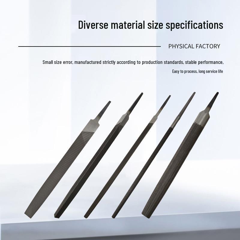High Carbon Steel Files - 10 & 12 Inch Precision Grinding: Flat, Triangle, Half Round, Square, Round Options 6 inch Round File Without Handle
