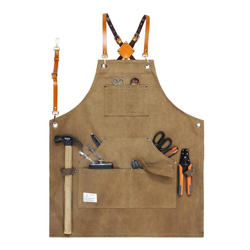 Thick Canvas Multi-Pocket Tool Apron with Custom Logo for Auto Repair & Woodworking