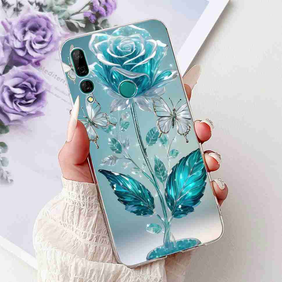 For Huawei Y9 Prime 2019 6.59" Case Soft Silicone Fashion Flowers TPU Cover For Huawei y9 Prime 2019 STK-L21 Bumper Shell Coque