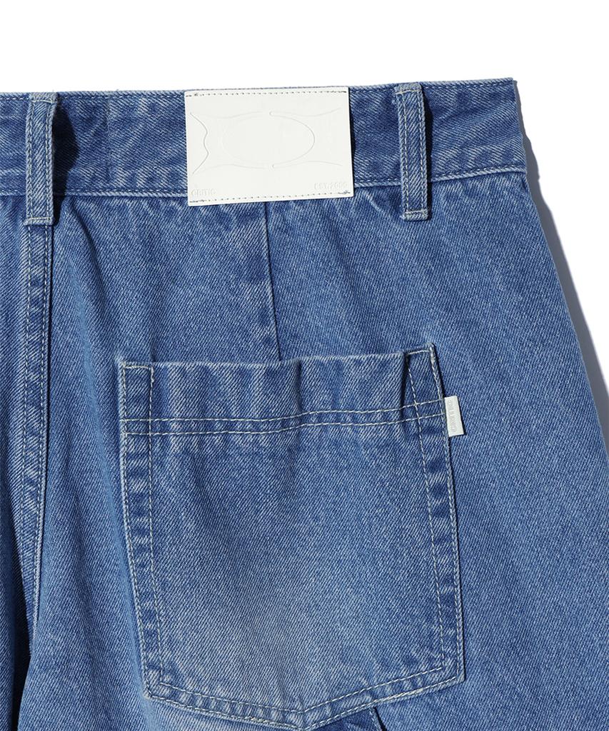 CRITIC Big Cargo Denim Bermuda Pants Light Indigo