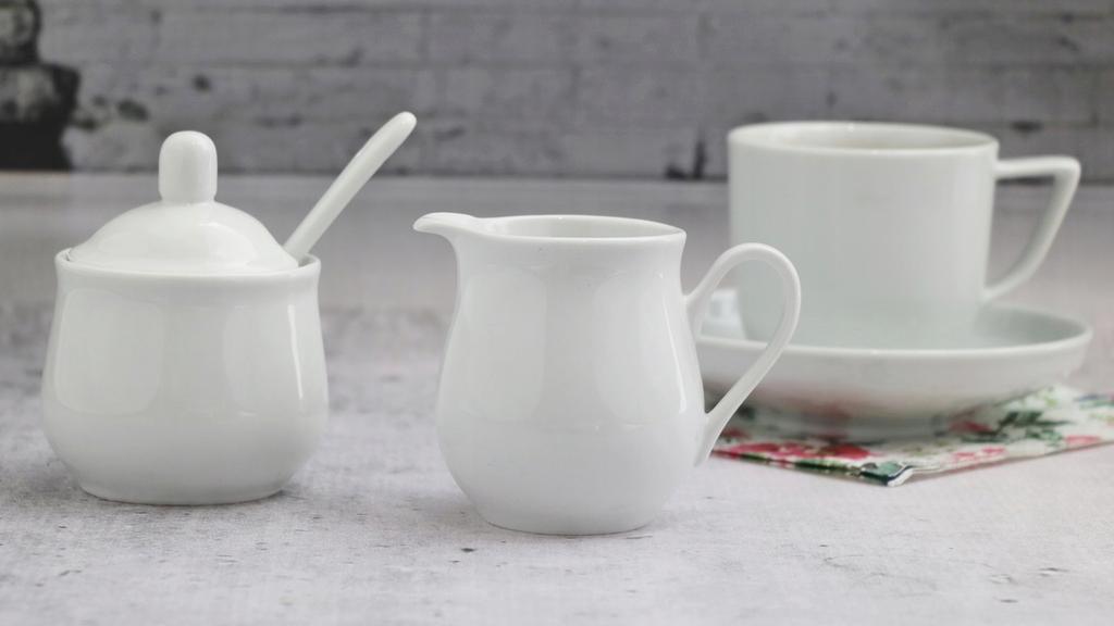 Sugar Bowl And Milk Cream Jug 280 Ml White Porcelain Set