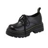 Inner height increase 7CM thick-soled velvet small size 3233 round head lace-up small leather shoes women