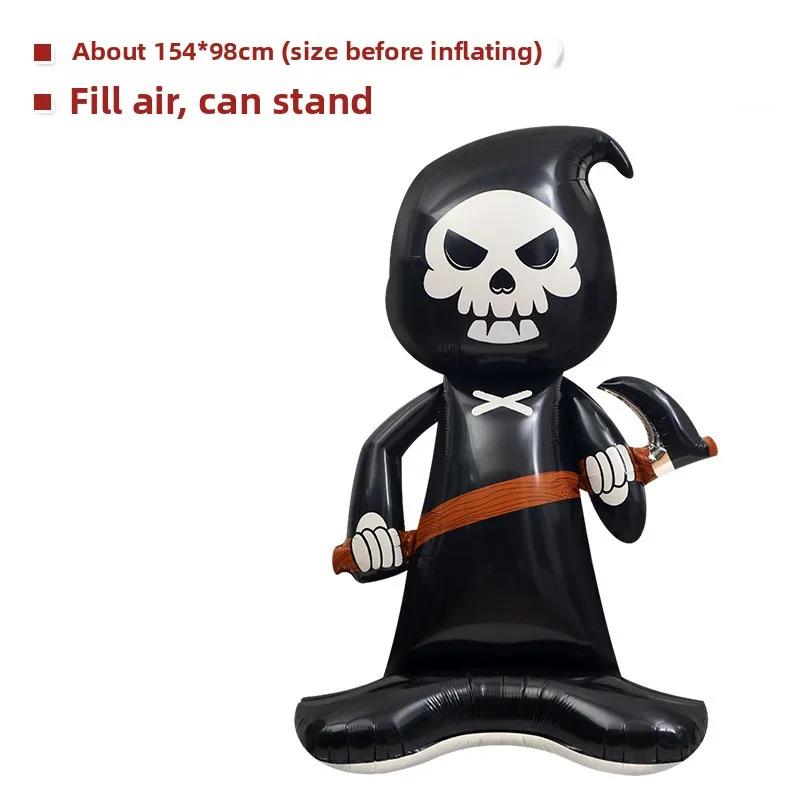 Halloween Inflatable Pumpkin Tree Standing Large Foil Balloon Happy Witch Ghost Grim Reaper Party Decor Supplies