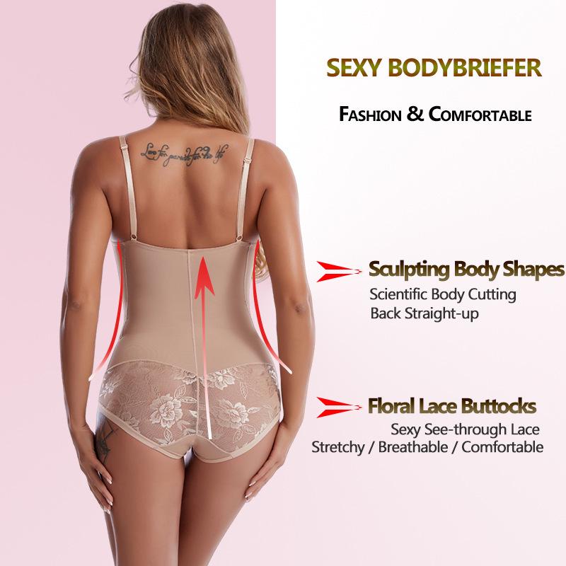 Explosive Style Body Shaping One-Piece Suit with Bra Support - Tummy Control Deep V Design