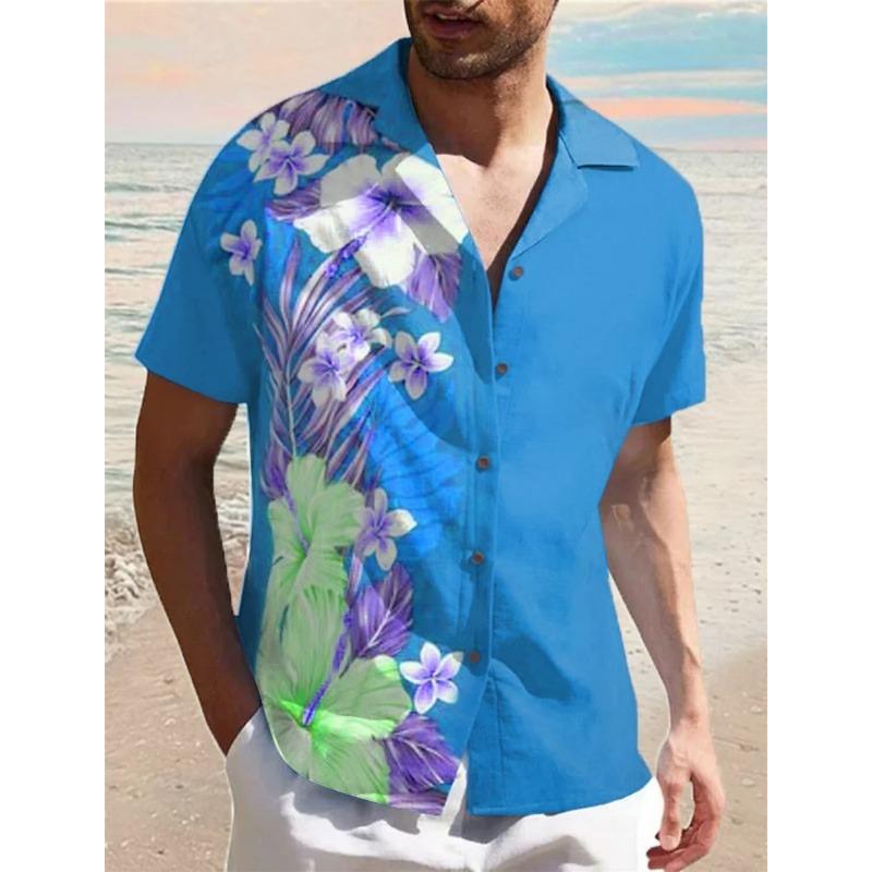 New Beach Men's Short Sleeved Music Print Polo Collar Button Shirt Outdoor Leisure Fashion Street Men's High Quality Top
