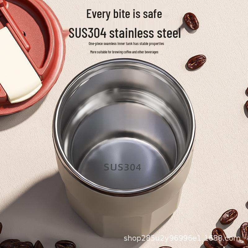 

Изолированная дорожная кружка из нержавеющей стали 304 с соломинкой - Идеально подходит для горячих и холодных напитков, офиса, улицы и в качестве портативного подарка Black Single-Drink Press Lid with Strap