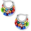 New Murano Basket Glass Hoop Earrings Daisy Stainless Steel Women Birthday Personalized Gift Fashion Jewelry Vibrant Colors