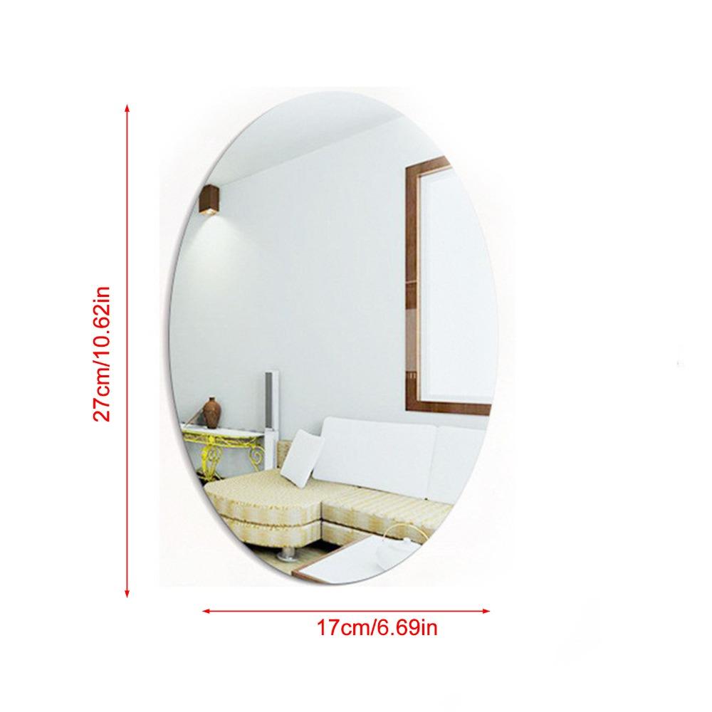 slivery Oval Vanity Mirror Lightweight Self-Adhesive Mirror Stickers Makeup Application