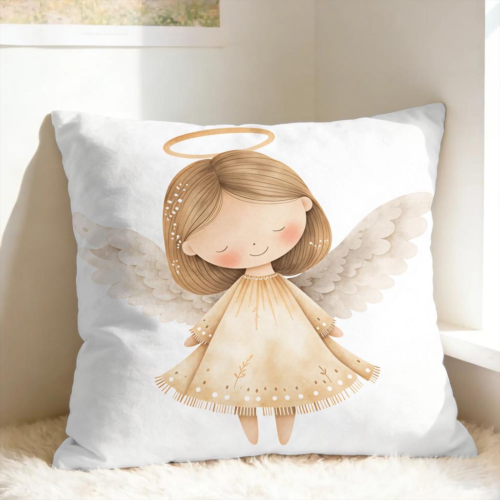 Pillow Cover Watercolor Cute Angel Girls  Novelty Pillow Case For Sofa Home Decoration Pillowcases