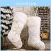 Stylish White Plush Christmas Stockings With Pearl Accents For Celebratory Spirit