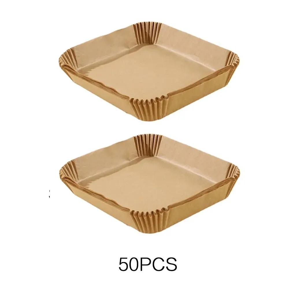 20/50/100Pcs Air Fryer Disposable Paper Air Fryer Accessories Square Oilproof  Liner Non-Stick Mat for Kitchen Oven Baking