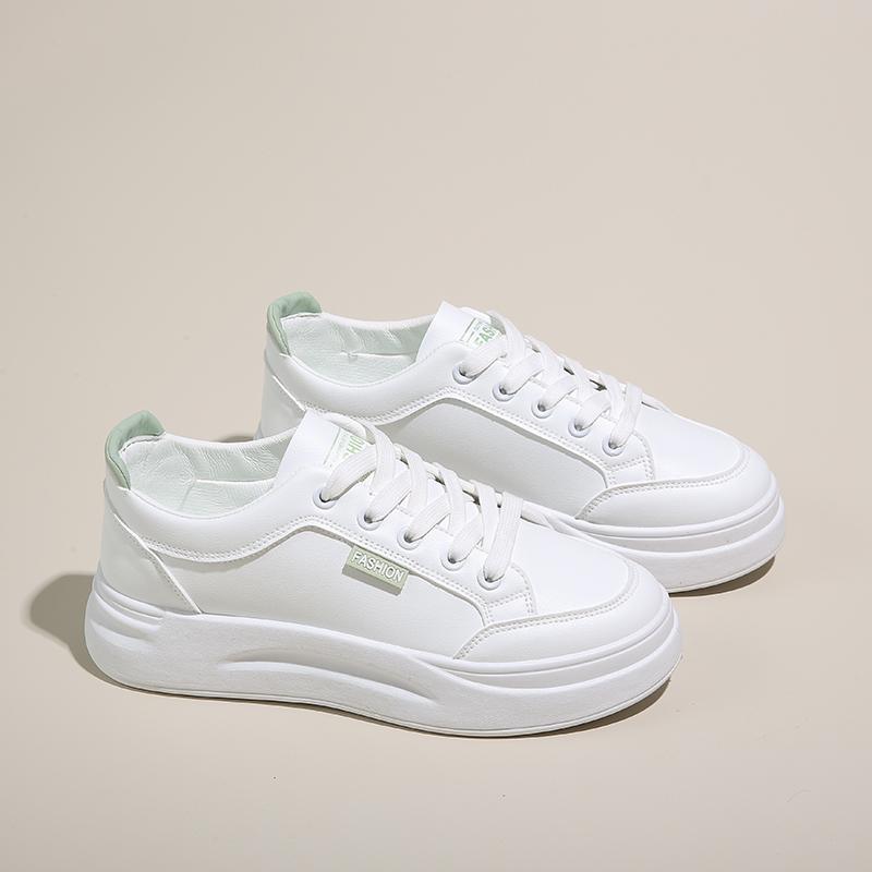 White PU Leather Women's Sneakers Fashion Breathable Flat Shoes Woman Soft Sole Walking Vulcanized Casual Sneaker Zapatos De Muj